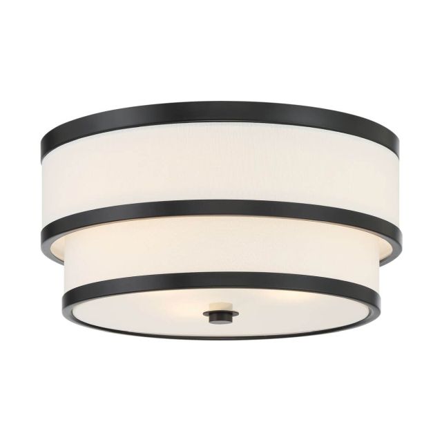 Minka Lavery 2444-66A Cascade 3 Light 15 inch Flush Mount in Coal with White Linen Shade