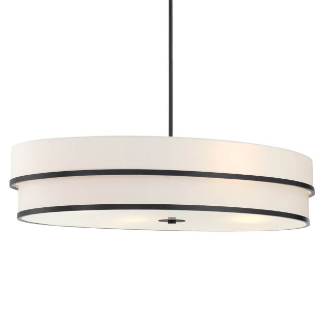 Minka Lavery 2449-66A Cascade 4 Light 42 inch Oval Pendant in Coal with White Linen Shade