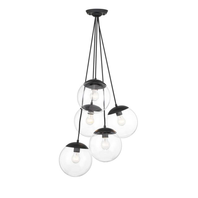 Minka Lavery 2745-66A Auresa 5 Light 18 inch Cluster Pendant in Coal with Clear Glass