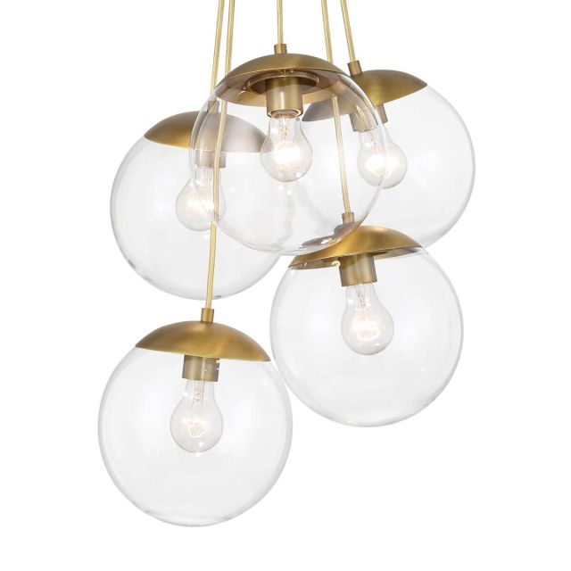 Minka Lavery 2745-695 Auresa 5 Light 18 inch Cluster Pendant in Soft Brass with Clear Glass