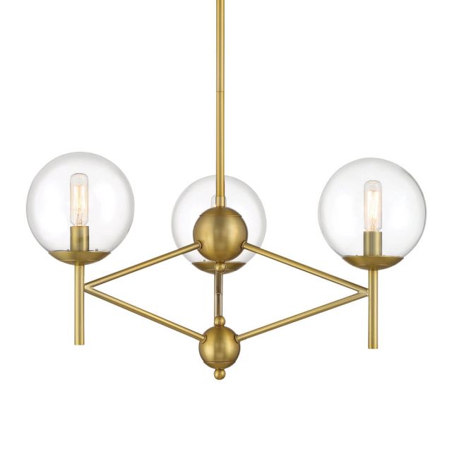Minka Lavery 2796-695 Auresa 3 Light 24 inch Pendant in Soft Brass with Clear Glass