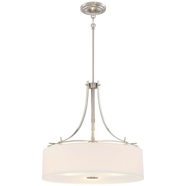Minka Lavery 3308-84 Poleis 3 Light 20 inch Drum Pendant in Brushed Nickel with White Linen Shade
