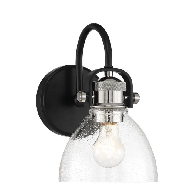 Minka Lavery 3361-572 Monico 1 Light 7 inch Bath Light in Coal-Polished Nickel Highlight with Clear Seedy Glass