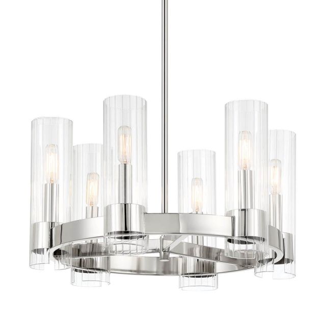 Minka Lavery Vernon Place 6 Light 20 inch Chandelier in Chrome with Clear Ribbed Glass 3895-77