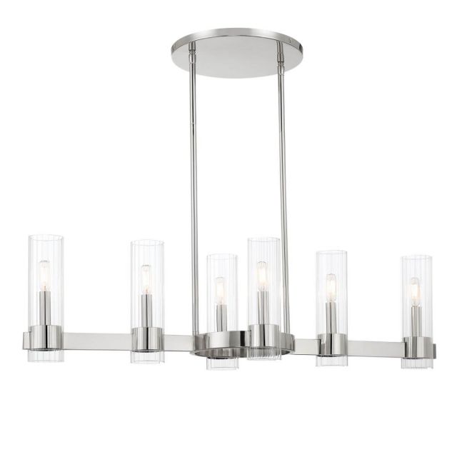 Minka Lavery Vernon Place 6 Light 42 inch Island Light in Chrome with Clear Ribbed Glass 3896-77