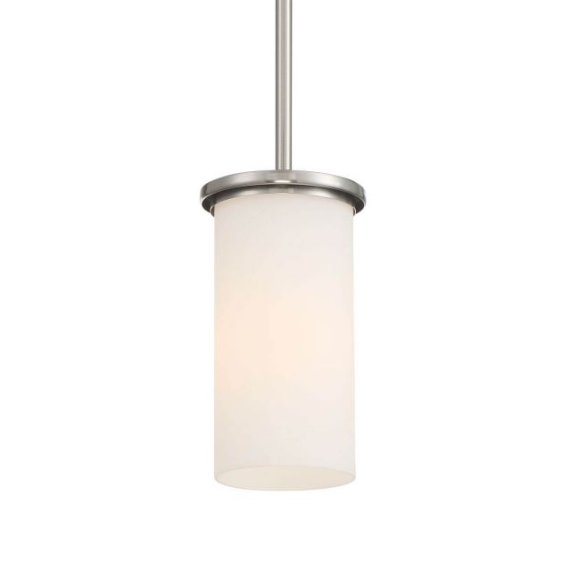 Minka Lavery 4090-84 Haisley 1 Light 5 inch Convertible Mini Pendant - Semi Flush Mount in Brushed Nickel with Etched White Glass