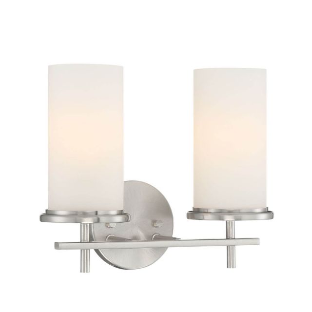 Minka Lavery 4092-84 Haisley 2 Light 13 inch Bath Bar in Brushed Nickel with Etched White Glass