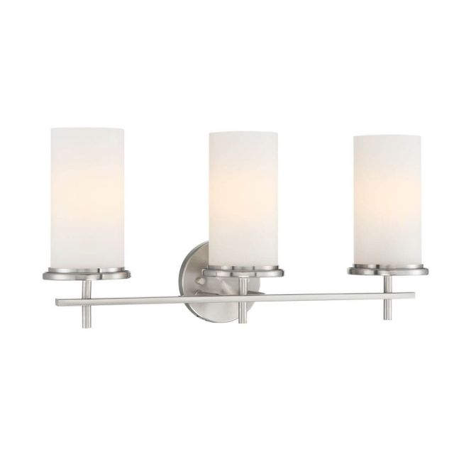 Minka Lavery 4093-84 Haisley 3 Light 23 inch Bath Bar in Brushed Nickel with Etched White Glass