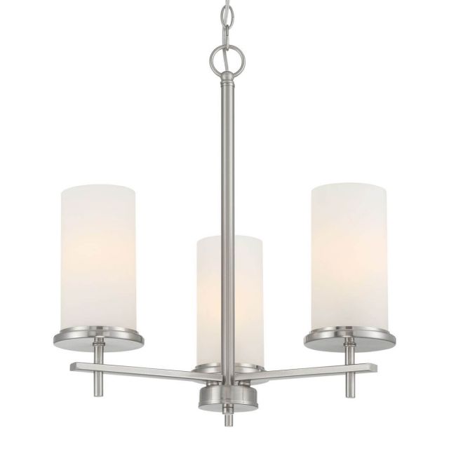 Minka Lavery 4096-84 Haisley 3 Light 20 inch Chandelier in Brushed Nickel with Etched White Glass