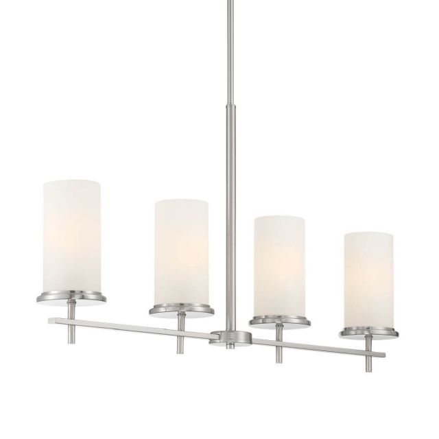 Minka Lavery 4097-84 Haisley 4 Light 34 inch Island Light in Brushed Nickel with Etched White Glass