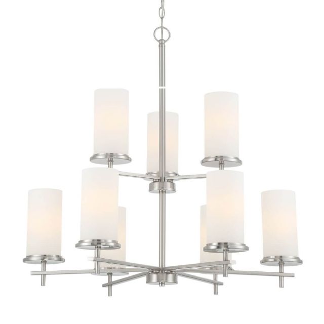 Minka Lavery 4099-84 Haisley 9 Light 32 inch Chandelier in Brushed Nickel with Etched White Glass