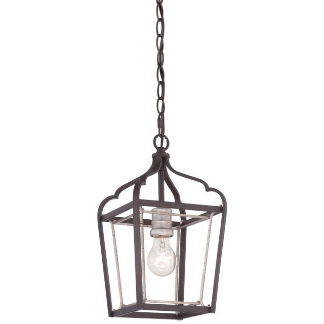 Minka Lavery 4341-593 Astrapia 1 Light 8 Inch Pendant In Dark Rubbed Sienna With Aged Silver