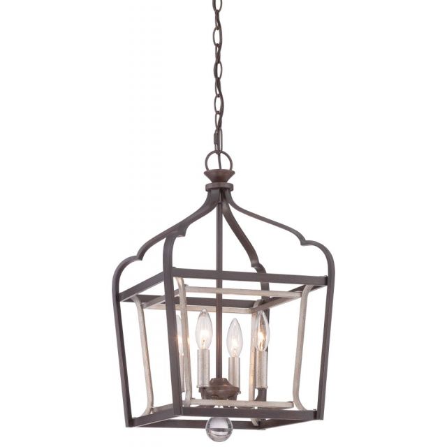 Minka Lavery 4343-593 Astrapia 4 Light 13 Inch Foyer Pendant In Dark Rubbed Sienna With Aged Silver