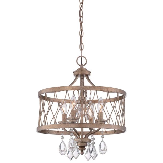 Minka Lavery 4403-581 West Liberty 4 Light 16 Inch Semi-Flush Mount Convertible To Chandelier In Olympus Gold