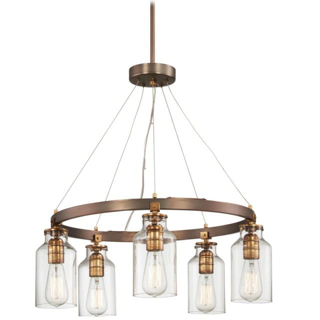 Minka Lavery 4555-588 Morrow 5 Light 24 inch Chandelier in Harvard Court Bronze-Gold Highlights with Clear Glass