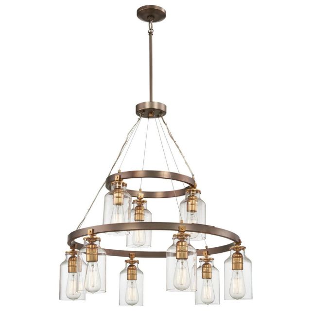 Minka Lavery 4559-588 Morrow 9 Light 29 inch Chandelier in Harvard Court Bronze-Gold Highlights with Clear Glass