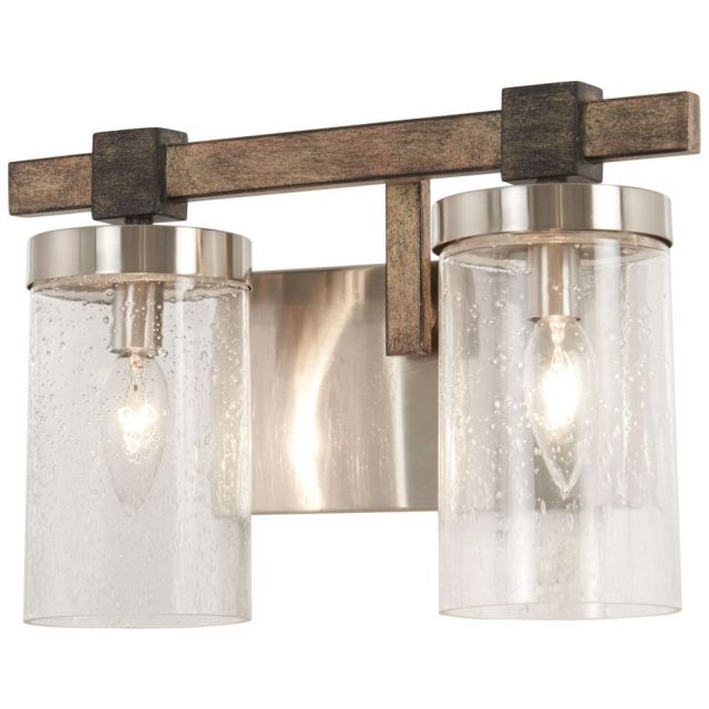 Minka Lavery 4632-106 Bridlewood 2 Light 14 Inch Bath Light in Stone Grey-Brushed Nickel with Clear Seedy Glass