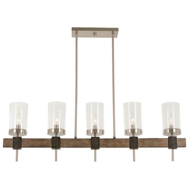 Minka Lavery 4635-106 Bridlewood 5 Light 40 inch Island Light In Stone Grey With Brushed Nickel With Glass Shade