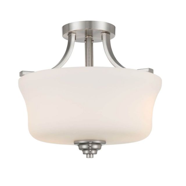 Minka Lavery 4922-84 Shyloh 2 Light 13 inch Semi-Flush Mount in Brushed Nickel with Etched Opal Glass