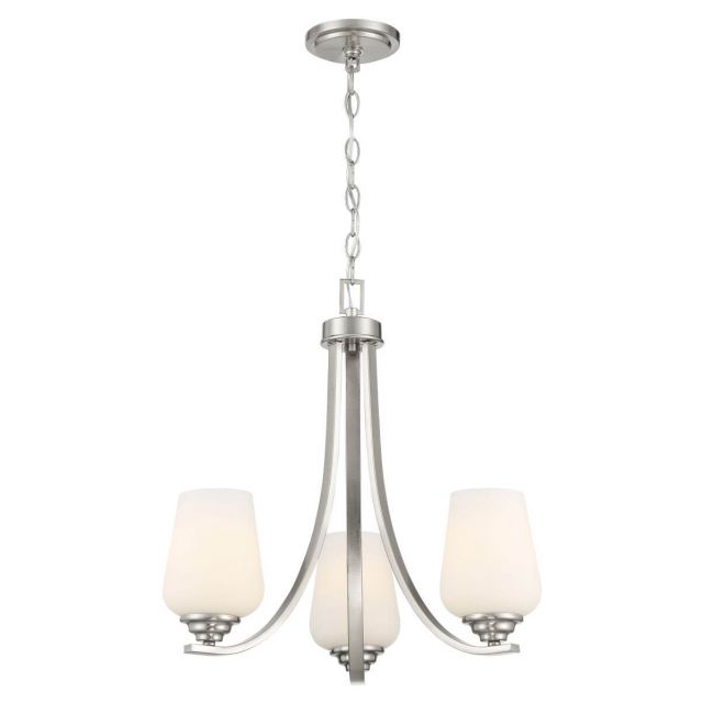 Minka Lavery 4923-84 Shyloh 3 Light 20 inch Chandelier in Brushed Nickel with Etched Opal Glass