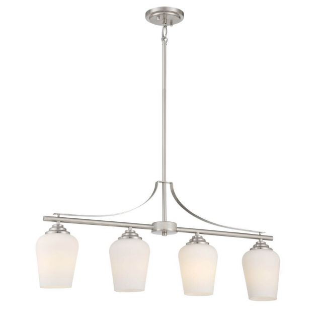 Minka Lavery 4924-84 Shyloh 4 Light 32 inch Island Light in Brushed Nickel with Etched Opal Glass