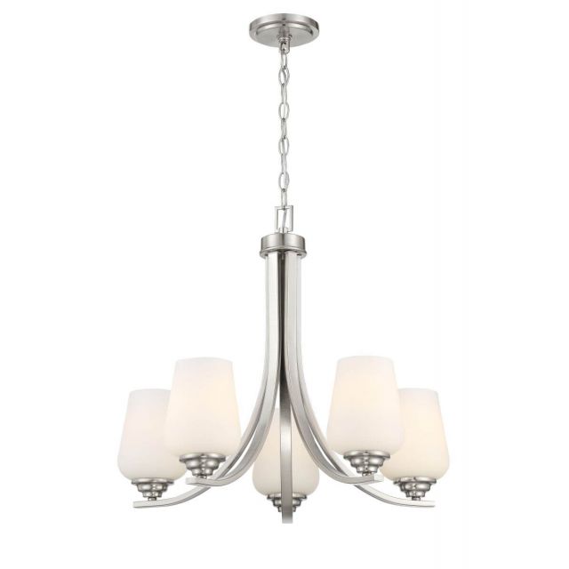 Minka Lavery 4925-84 Shyloh 5 Light 23 inch Chandelier in Brushed Nickel with Etched Opal Glass