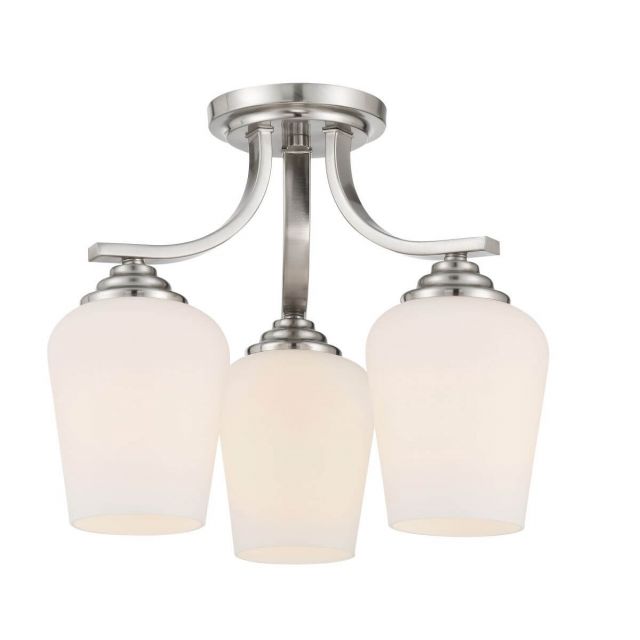 Minka Lavery 4926-84 Shyloh 3 Light 16 inch Convertible Semi-Flush Mount - Chandelier in Brushed Nickel with Etched Opal Glass