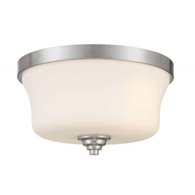 Minka Lavery 4927-84 Shyloh 2 Light 14 inch Flush Mount in Brushed Nickel with Etched Opal Glass