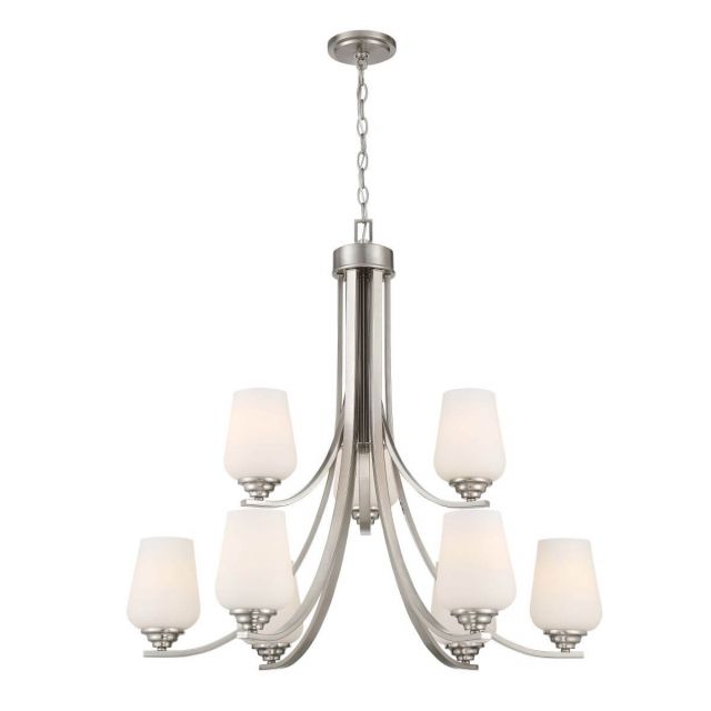 Minka Lavery 4929-84 Shyloh 9 Light 31 inch Chandelier in Brushed Nickel with Etched Opal Glass