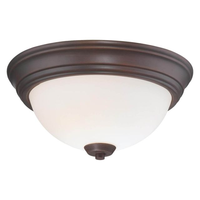 Minka Lavery 4960-284 Overland Park 2 Light 13 inch Flush Mount in Vintage Bronze with Etched White Glass