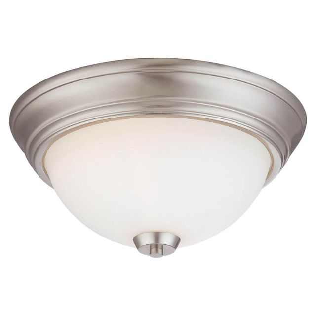 Minka Lavery 4960-84 Overland Park 2 Light 13 inch Flush Mount in Brushed Nickel with Etched White Glass