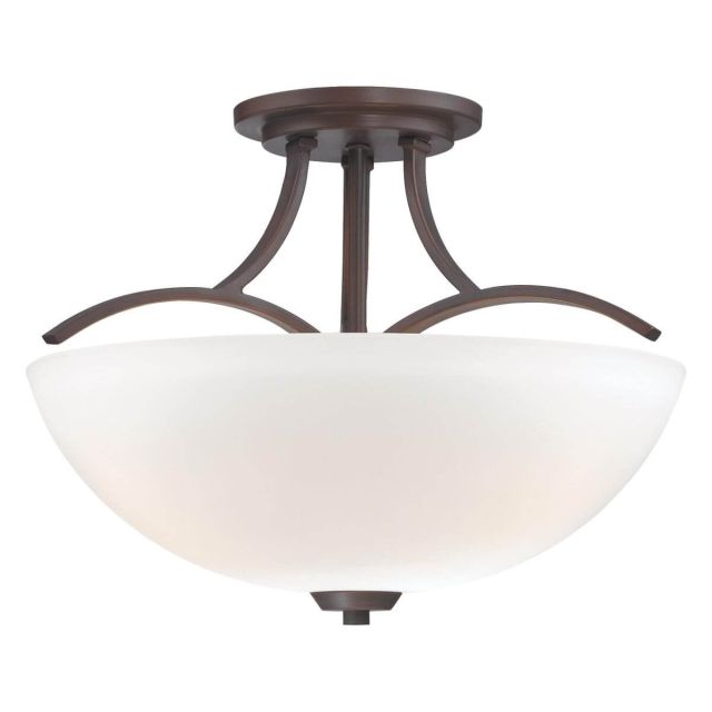 Minka Lavery 4962-284 Overland Park 3 Light 17 inch Semi-Flush Mount in Vintage Bronze with Etched White Glass