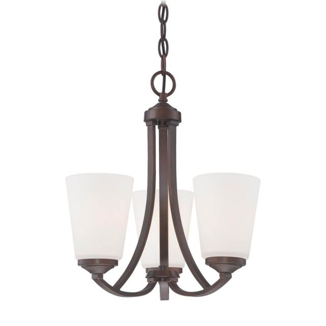 Minka Lavery 4963-284 Overland Park 3 Light 16 inch Chandelier in Vintage Bronze with Etched White Glass