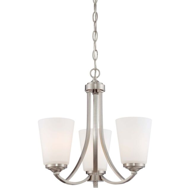 Minka Lavery 4963-84 Overland Park 3 Light 16 Inch Chandelier In Brushed Nickel With Etched Marble Glass Shade