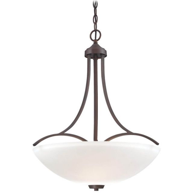 Minka Lavery 4964-284 Overland Park 3 Light 22 inch Pendant in Vintage Bronze with Etched White Glass