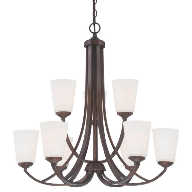 Minka Lavery 4969-284 Overland Park 9 Light 30 inch Chandelier in Vintage Bronze with Etched White Glass