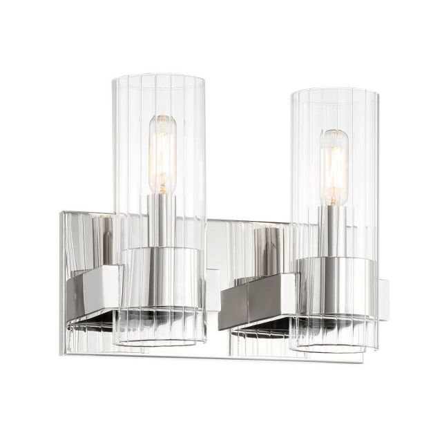 Minka Lavery Vernon Place 2 Light 12 inch Bath Light in Chrome with Clear Ribbed Glass 5892-77