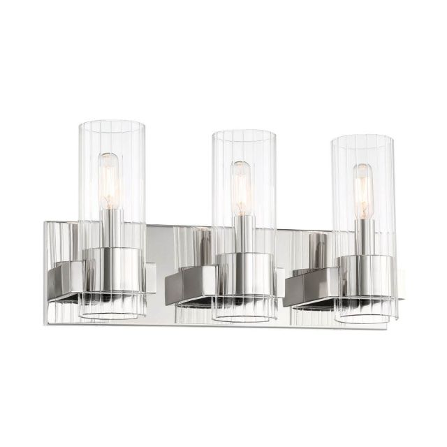 Minka Lavery Vernon Place 3 Light 18 inch Bath Light in Chrome with Clear Ribbed Glass 5893-77