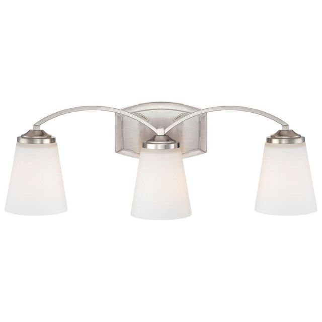 Minka Lavery 6963-84 Overland Park 3 Light 23 inch Bath Light in Brushed Nickel with Etched White Glass