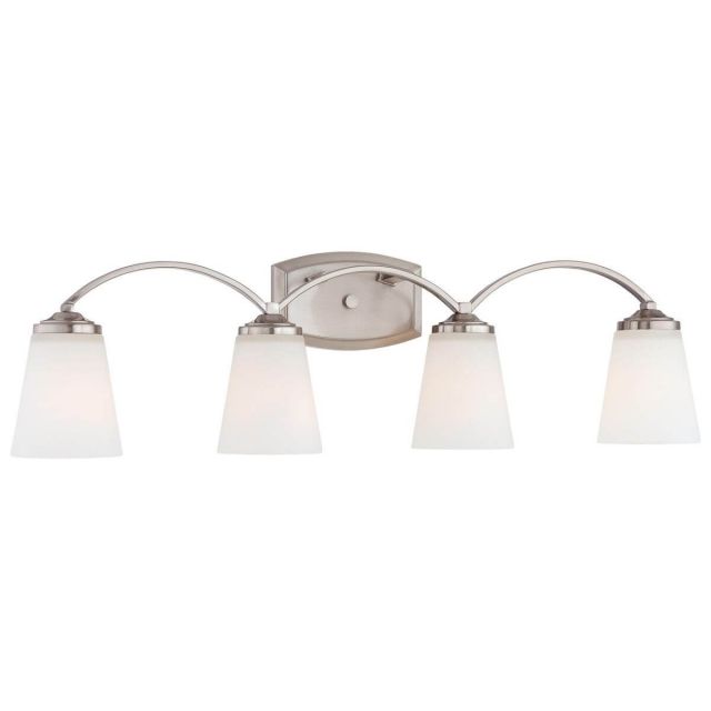 Minka Lavery 6964-84 Overland Park 4 Light 31 inch Bath Light in Brushed Nickel with Etched White Glass