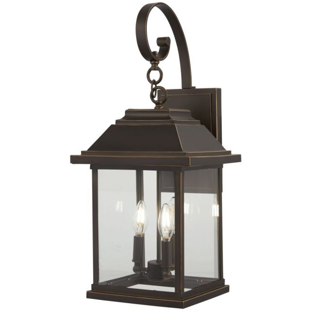Minka Lavery 72633-143C Mariner'S Pointe 4 Light 26 Inch Tall Outdoor Wall Mount in Oil Rubbed Bronze-Gold Highlights with Clear Glass
