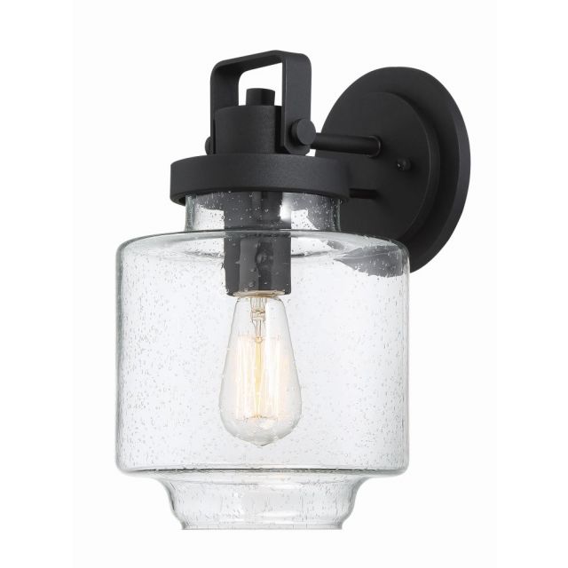 Minka Lavery Rosecrans 1 Light 13 Inch Tall Outdoor Wall Mount in Black with Clear Seedy Glass 72773-66