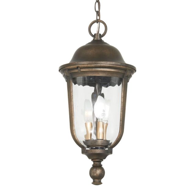 Minka Lavery Havenwood 3 Light 10 inch Outdoor Chain Hung in Tavira Bronze-Alder Silver with Clear Hammered Glass 73246-748