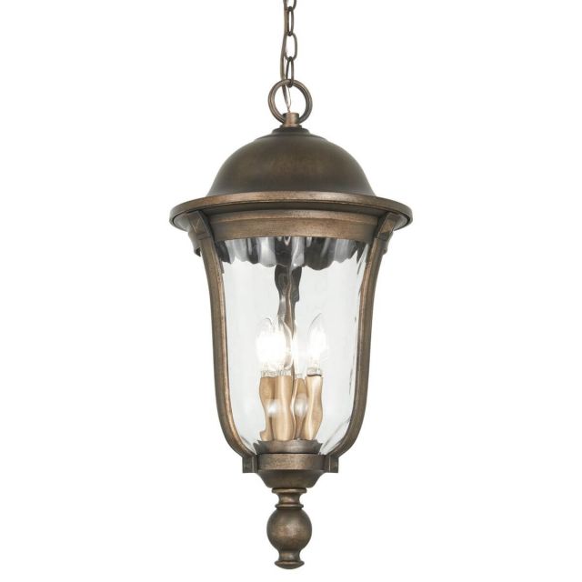 Minka Lavery Havenwood 4 Light 12 inch Outdoor Chain Hung in Tavira Bronze-Alder Silver with Clear Hammered Glass 73247-748