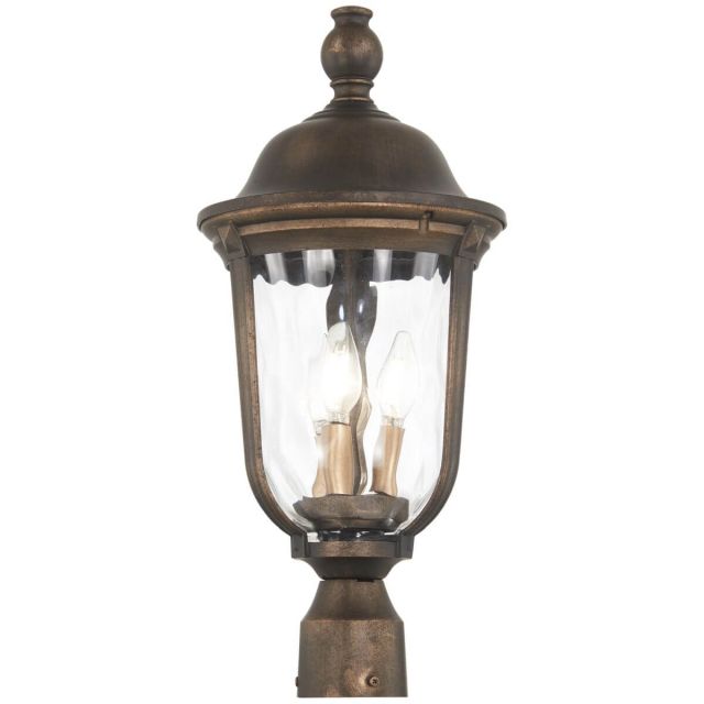 Minka Lavery Havenwood 3 Light 21 inch Tall Outdoor Post Mount in Tavira Bronze-Alder Silver with Clear Hammered Glass 73248-748