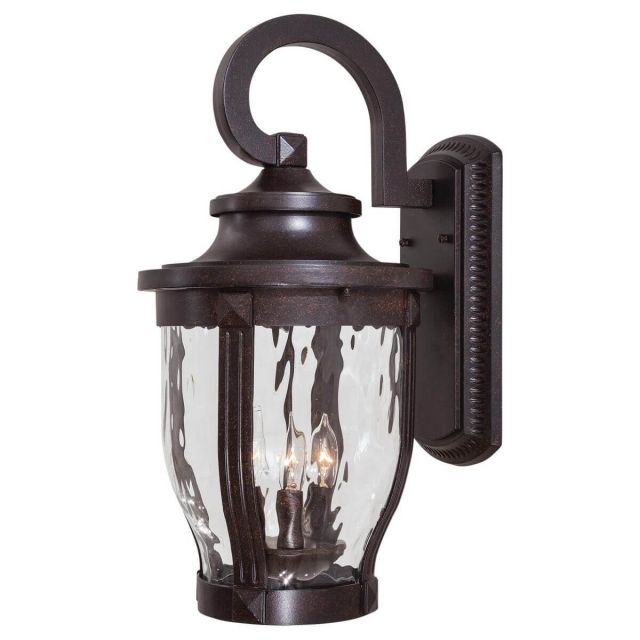 Minka Lavery Merrimack 3 Light 20 inch Tall Outdoor Wall Mount in Corona Bronze with Clear Hammered Glass 8763-166