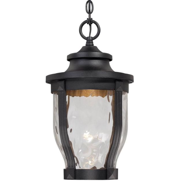 Minka Lavery 8764-66-L Merrimack 1 Light 10 inch LED Outdoor Chain Hung Pendant in Sand Coal with Clear Hammered Glass