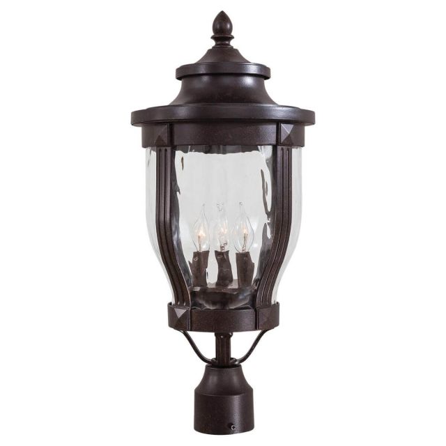 Minka Lavery Merrimack 3 Light 23 inch Tall Outdoor Post Light in Corona Bronze with Clear Hammered Glass 8765-166