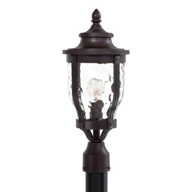 Minka Lavery Merrimack 1 Light 20 inch Tall Outdoor Post Light in Corona Bronze with Clear Hammered Glass 8766-166