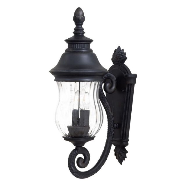 Minka Lavery 8900-94 Newport 2 Light 20 Inch Tall Outdoor Wall Mount In Heritage With Mouth Blown Clear Glass And Optic Glass Shade